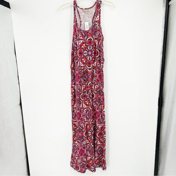 NWT Banana Republic Factory Floral Pink Maxi Tank Dress Size M Summer Vacation - Picture 1 of 8